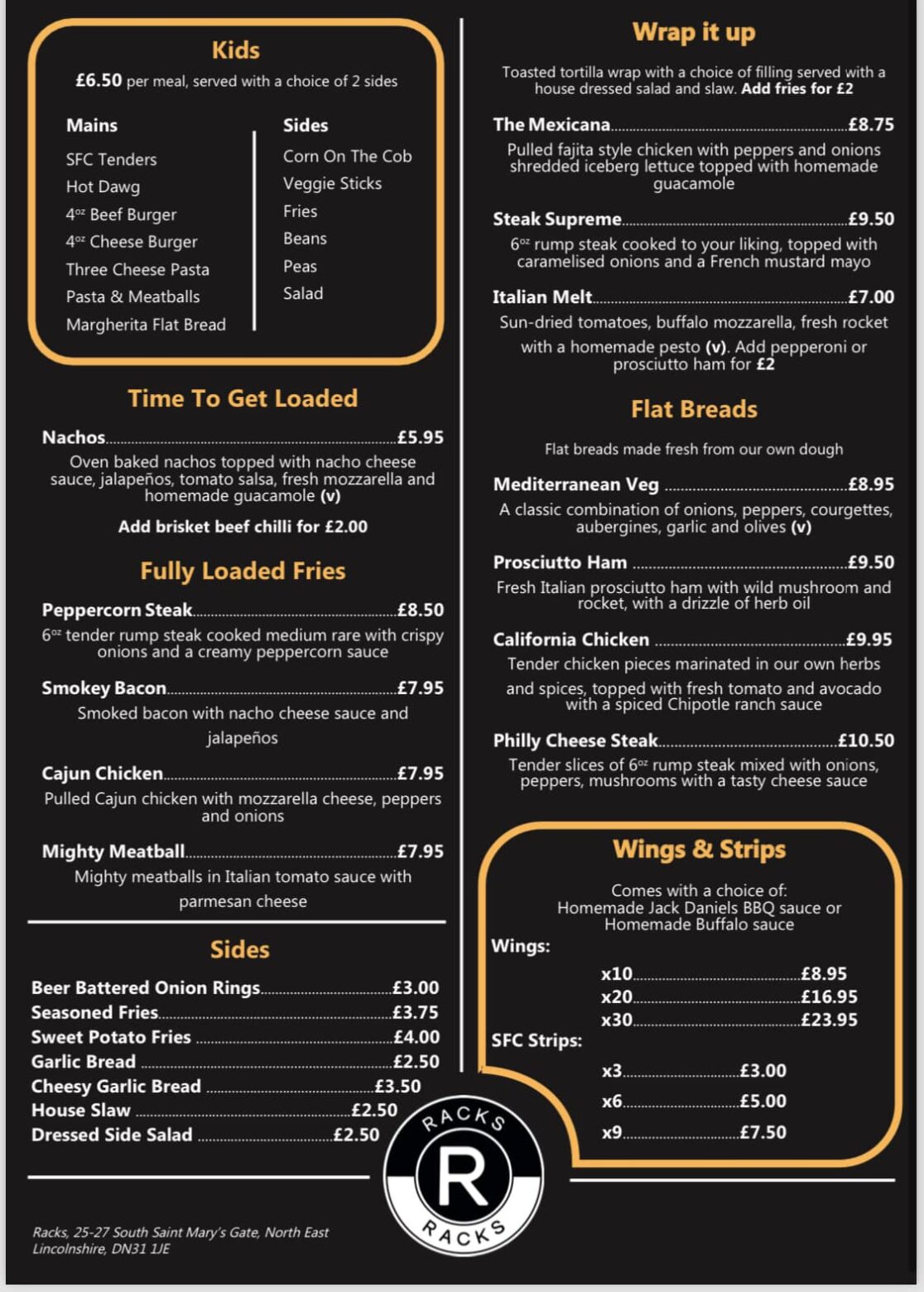Our Menus Racks Pool and Sports Bar